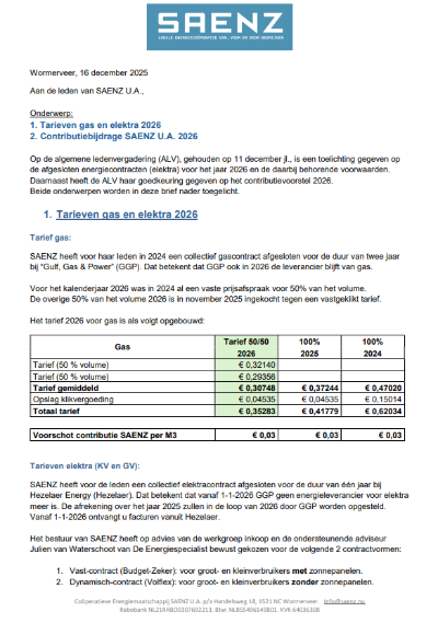 SAENZ-tarief-en-contributiebrief-2026